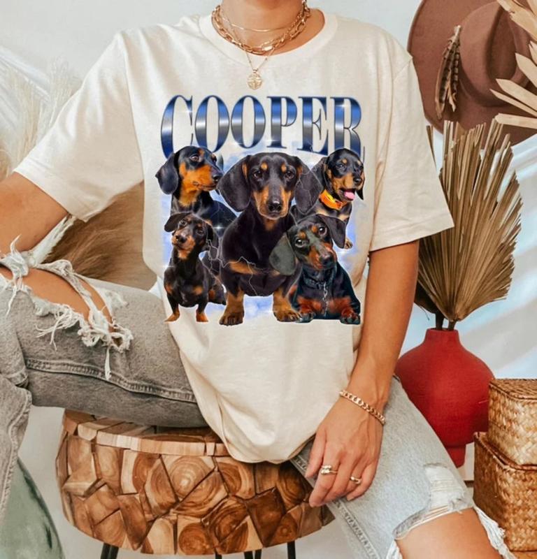 Custom Retro Dog Bootleg Shirt, Dog Bootleg Retro 90's Tee, Custom Pet Photo, Custom Pet Portrait, Dog Owner Gift, Pet Lovers Gift, US14 Menswear Top Underwear Streetwear