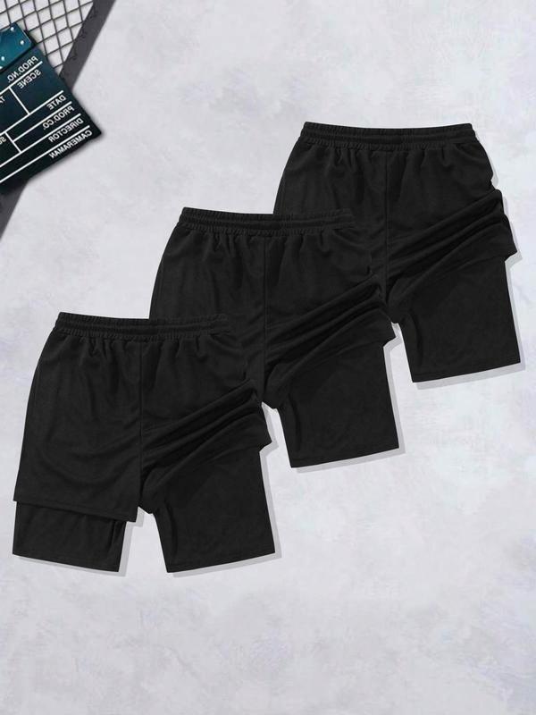 Men's Cross Print 2 in 1 Drawstring Waist Shorts, Casual Regular Fit Pocket Track Shorts for Summer, Men's Bottoms for Daily Wear