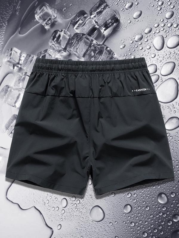 Men's Solid Drawstring Waist Waterproof Shorts, Quick Drying Pocket Drawstring Waist Shorts, Casual Summer Shorts for Men