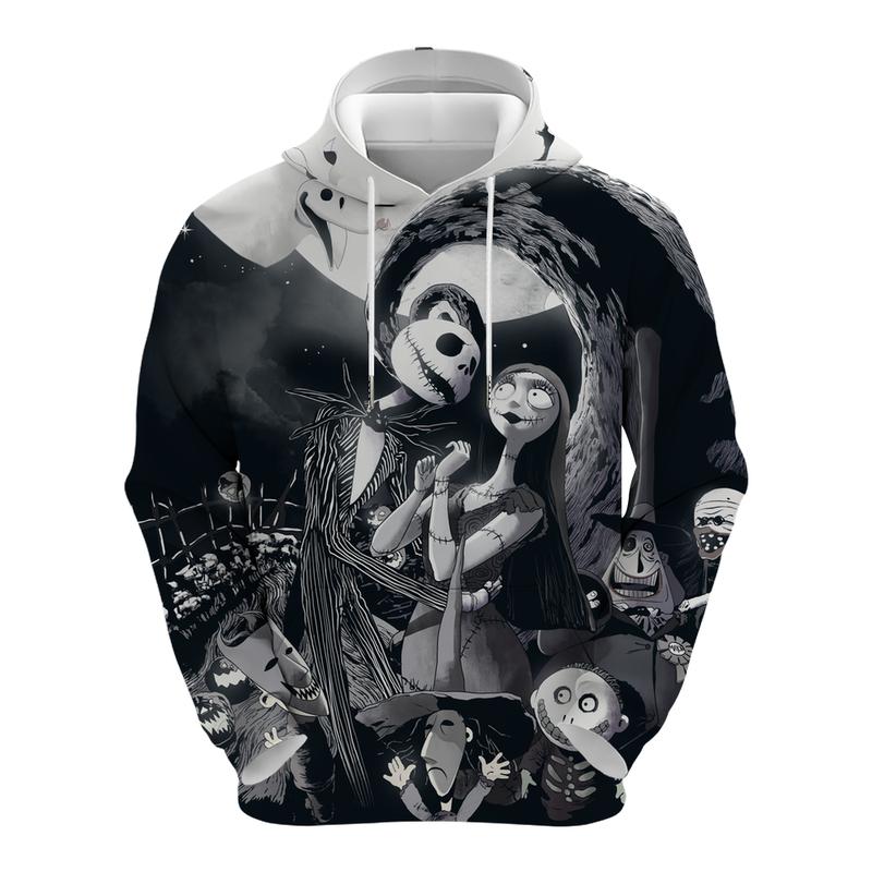 3D Print Nightmare Before Christmas Hoodie Pullover Hooded Fashion Sweatshirt with Pocket for Men Women