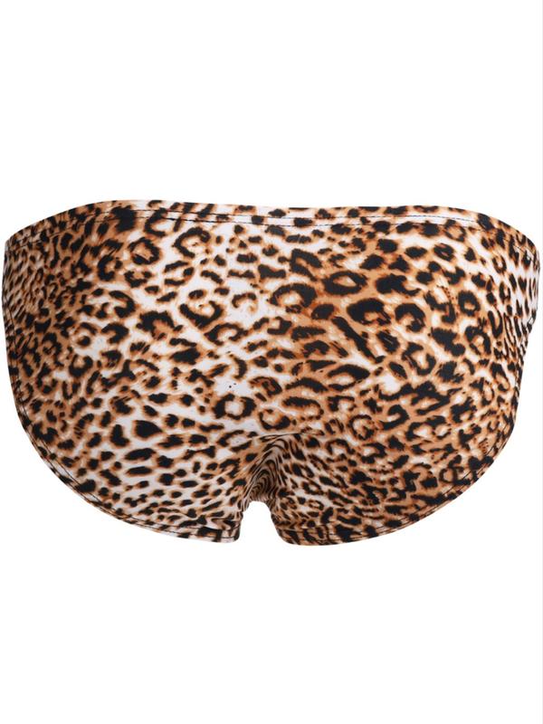 Men's Slim Leopard Print Underwear, Sexy Breathable Comfy All Over Print Brief For Daily Wear, Fashion Casual Men's Underwear For All Seasons