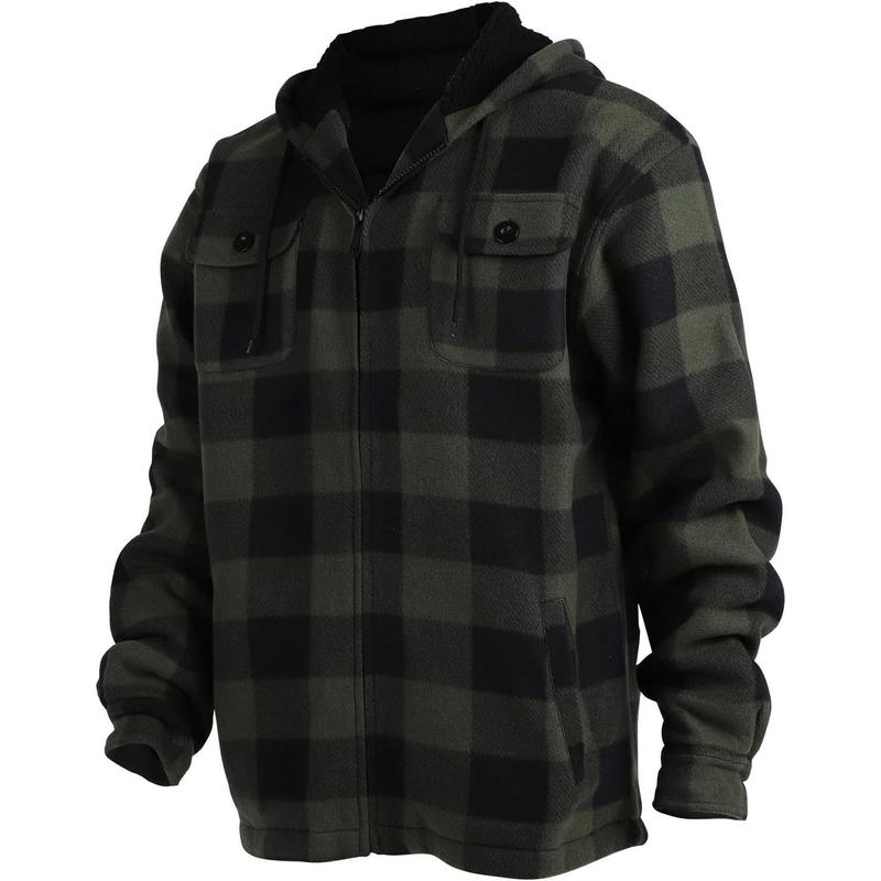 Hoodies for Men  Lined Heavyweight Flannel Jackets Fleece Plaid Winter Warm Coats