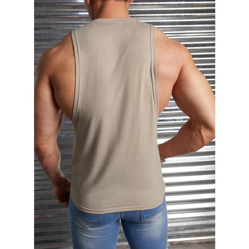 Men Letter Graphic Tank Top Round Neck Casual Menswear Sleeveless