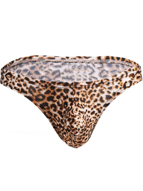 Men's Slim Leopard Print Underwear, Sexy Breathable Comfy All Over Print Brief For Daily Wear, Fashion Casual Men's Underwear For All Seasons