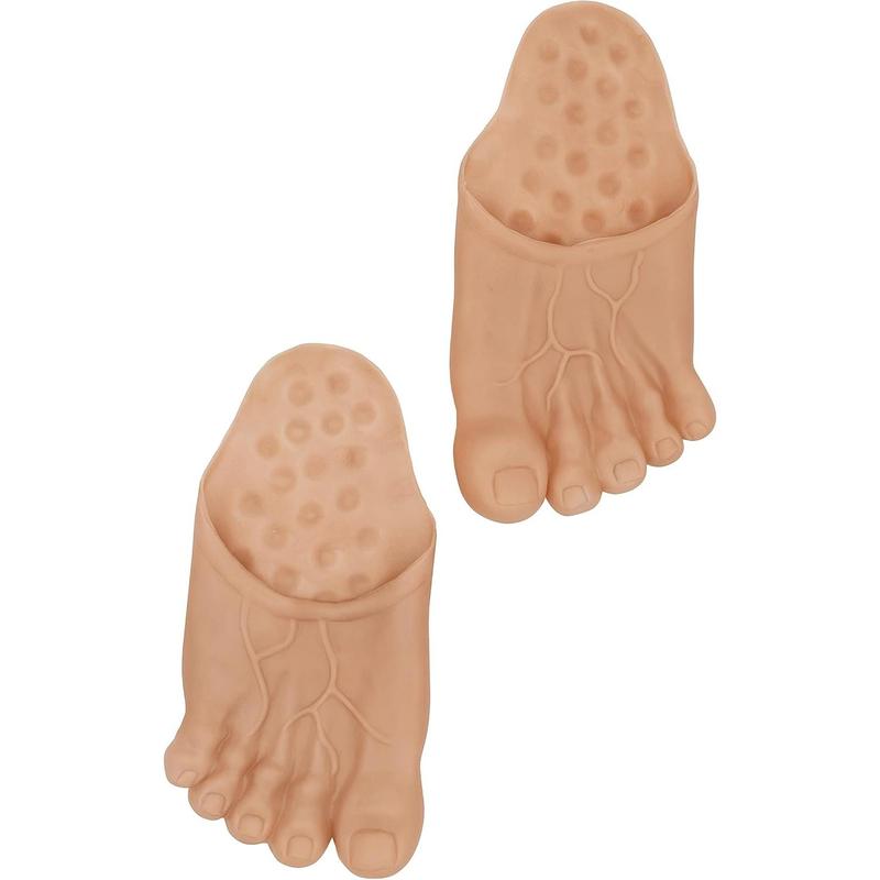 Nicky Bigs Novelties Jumbo Big Foot Shoe Covers - Funny Bare Feet Slippers Caveman Monster Realistic Giant Feet Adult Halloween Costume Accessories Beige