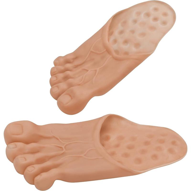 Nicky Bigs Novelties Jumbo Big Foot Shoe Covers - Funny Bare Feet Slippers Caveman Monster Realistic Giant Feet Adult Halloween Costume Accessories Beige