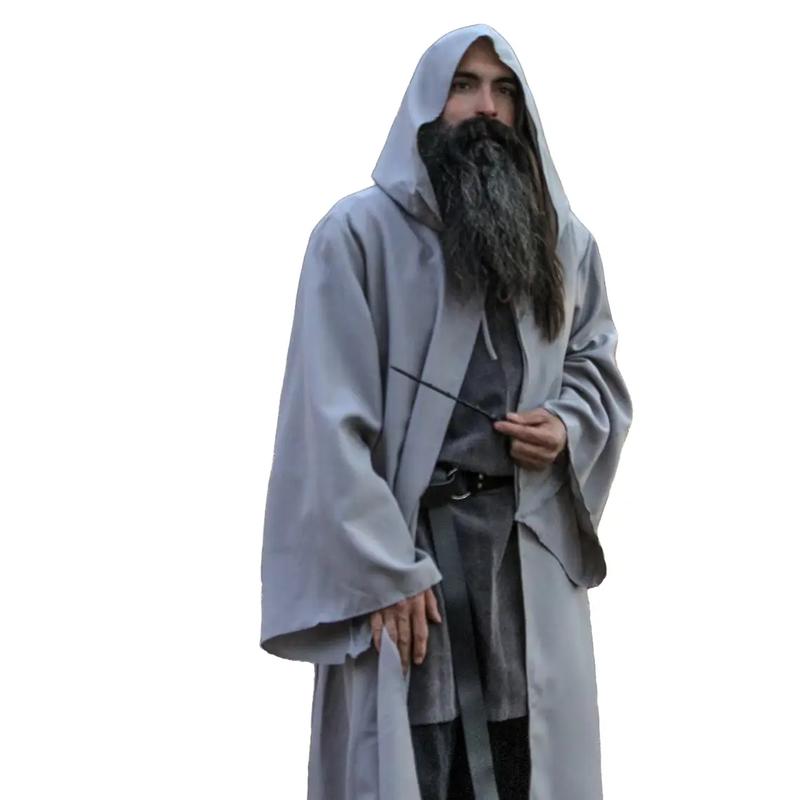 Medieval Wizard Cloak, Adult Hooded Robe with Sleeves, Shepherd Robe, Renaissance Cosplay Cape,