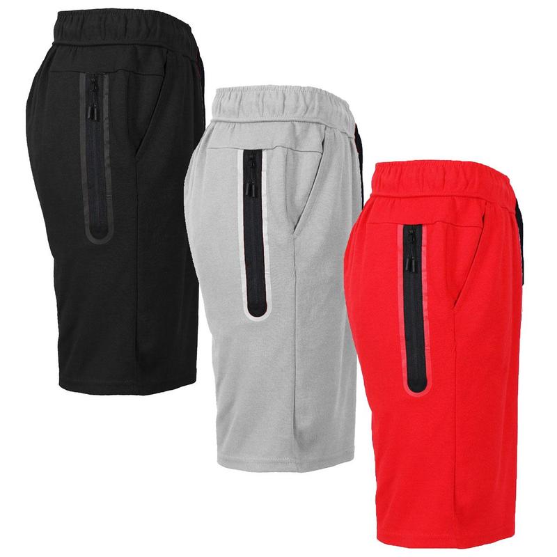 3-Pack Men's Tech Fleece Performance Shorts With Heat Seal Zipper Pocket (Sizes, S-2XL)