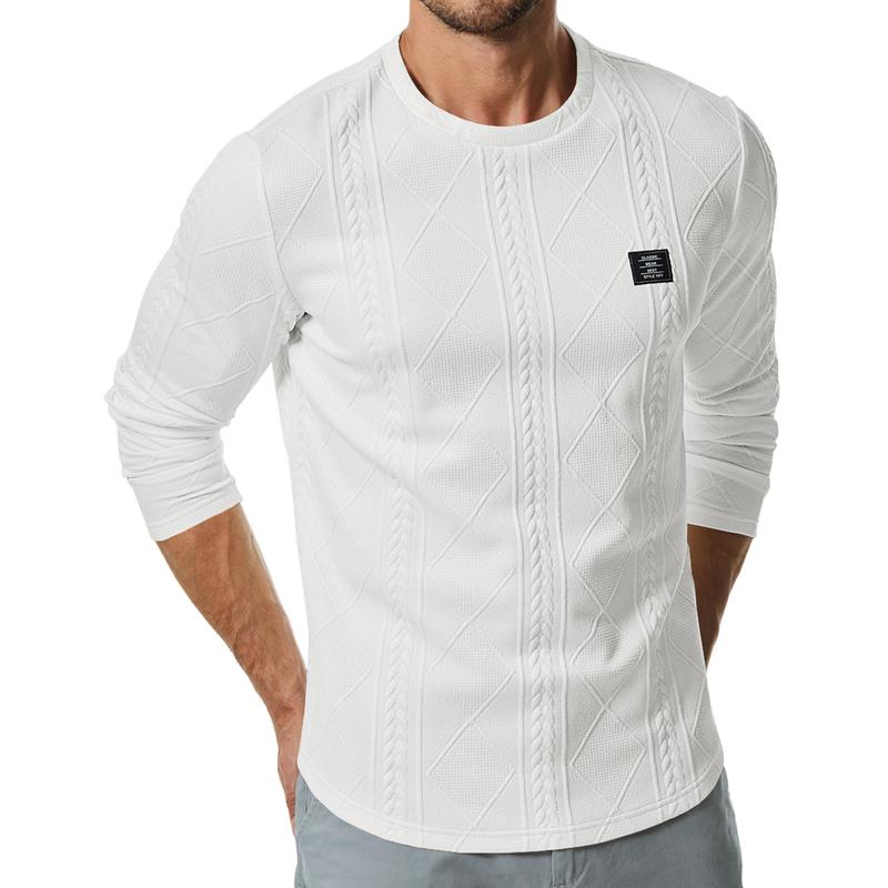 JMIERR Mens Casual Long Sleeve Knit Shirts Crew Neck Collar Pullover Sweatshirt,  Men's Basic Regular Fit Knit Sweater