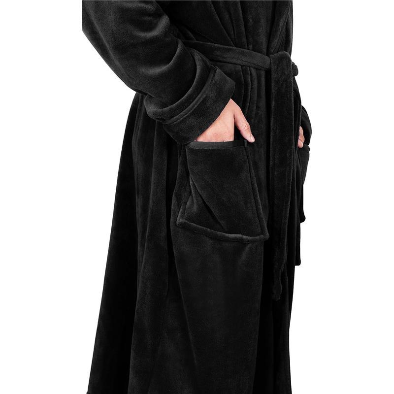 Threads Mens Hooded Fleece Robe - Plush Long Bathrobes