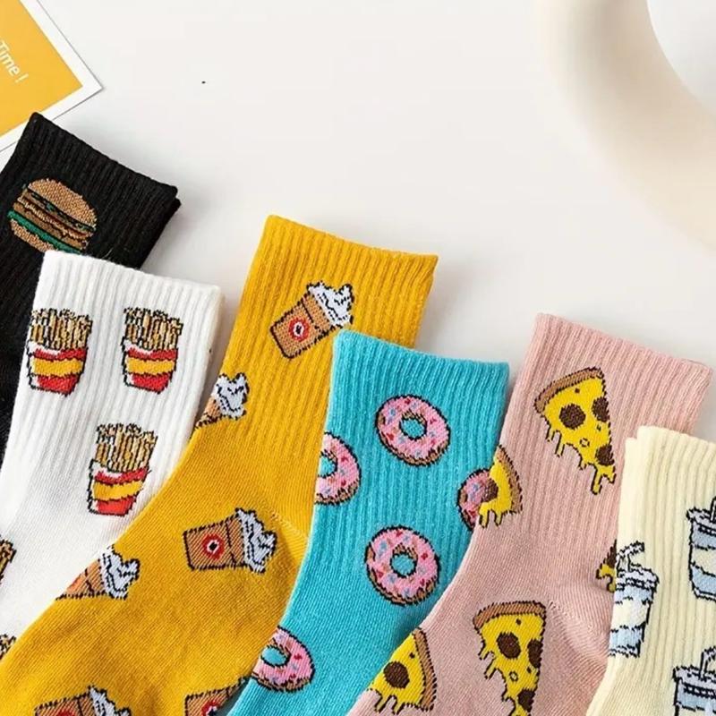 Fast Food Variety Men's Comfort Socks - Cotton, Unisex, Size 5-8 - Womenswear, Underwear season sock cute sock for cotton sock fashion cozy casual comfy woman sock lady sock colored low cut  Soft Stylish winter warm print crew warm sock stocking christmas