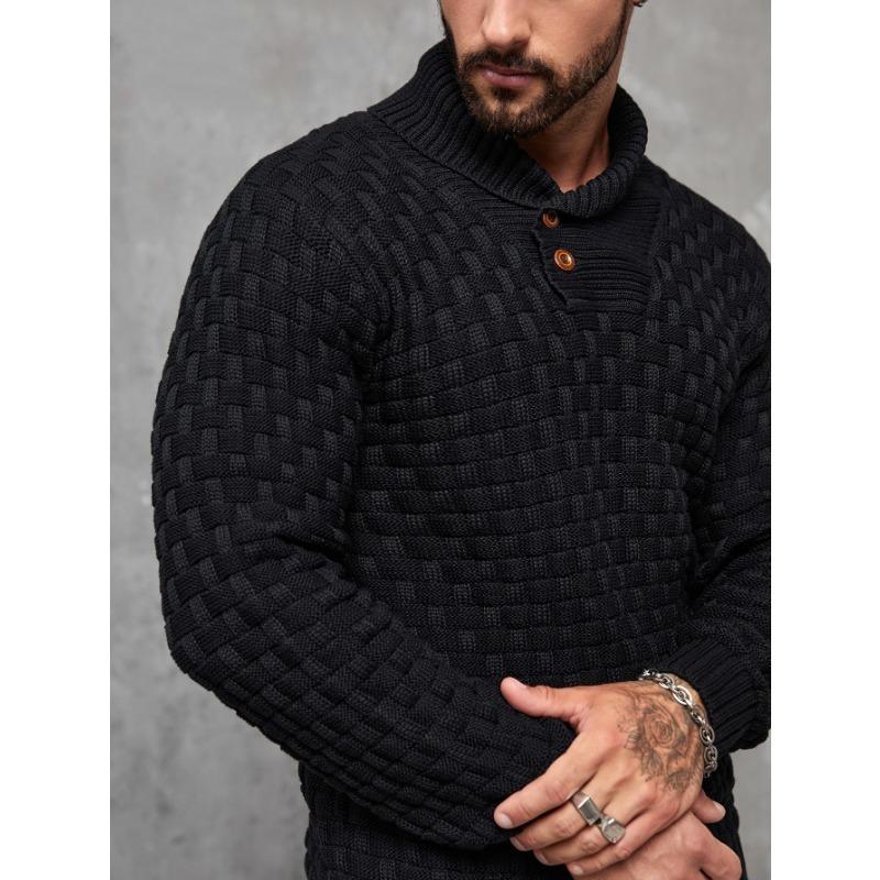 Mens Crewneck Long Sleeve Textured Ribbed Edge Pullover Sweaters Knitted Sweater Tops Knitwear Menswear Longsleeves Knife