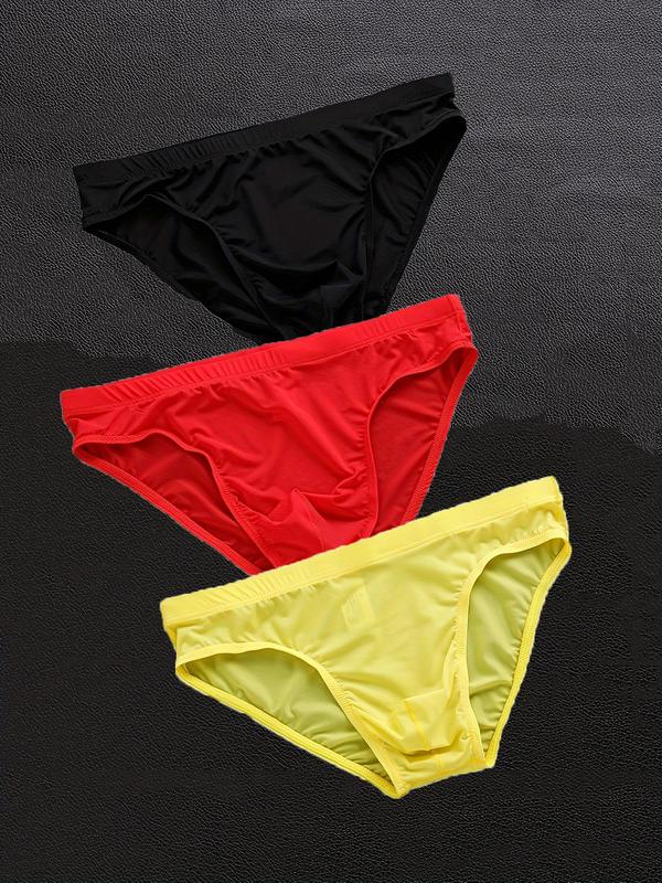 Men's 3pcs Solid Color Basic Panty, Soft Breathable Comfy Underpants for Daily Wear, Underwear for All Seasons