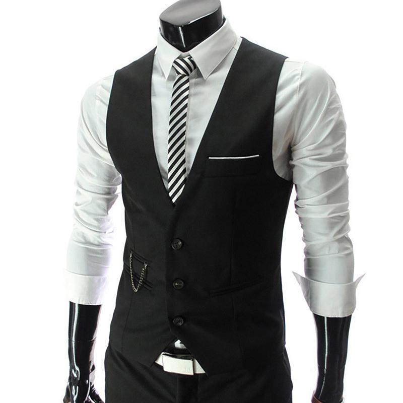 2024 New Men Slim Fit Blazer Vest Fashion Formal Black Grey Vest For Suit Sleeveless Business Blazer Jacket Mens Waistcoat Vest