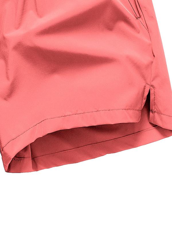 Men's Solid Drawstring Waist Beach Shorts, Casual Breathable Pocket Shorts for Summer, Men's Bottoms for Beach Vacation