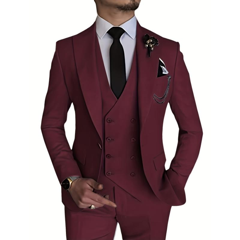 3-Piece Men's Suit - Sleek Slim Fit with One Button Blazer, Versatile Vest, and Trousers - Ideal for Formal Events, Business Meetings, and Weddings