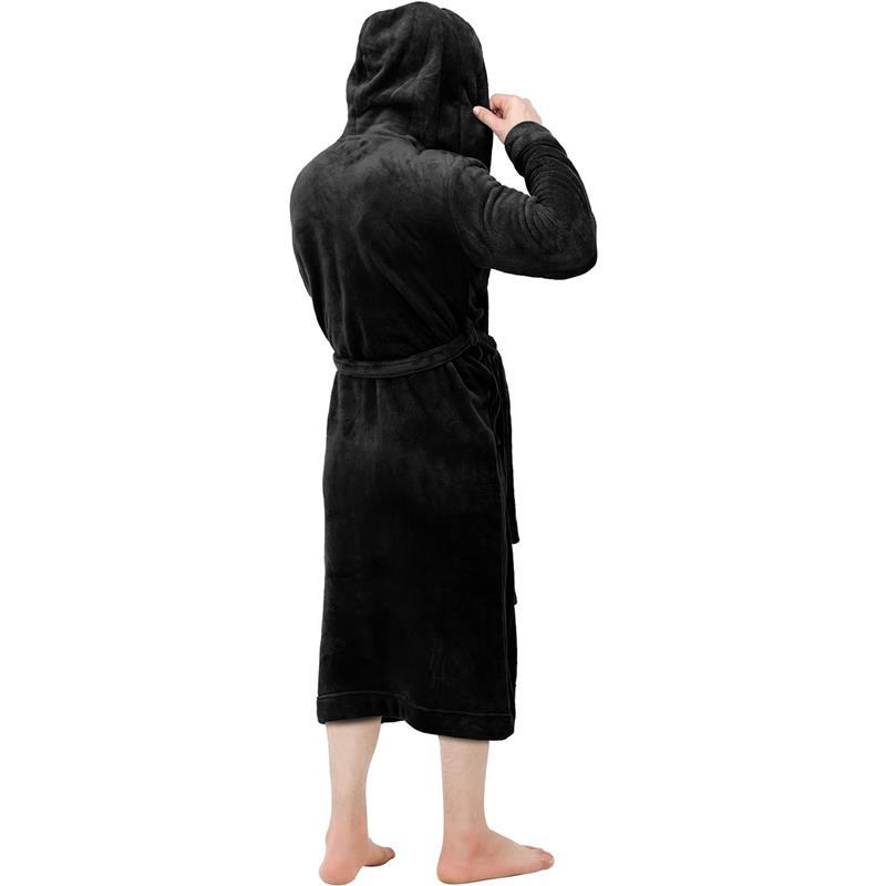 Threads Mens Hooded Fleece Robe - Plush Long Bathrobes