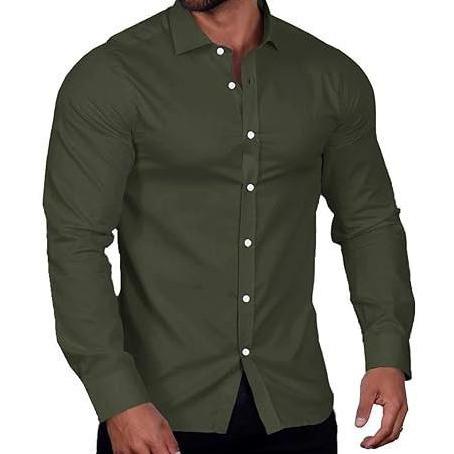 COOFANDY Men's Muscle Fit  Shirt Wrinkle Free Long Sleeve Button Down Shirt - For Business Work Casual Classic Cotton Fabric Menswear Tops Classy Elastic Pants Plaid Slim Fit Stylish Collar