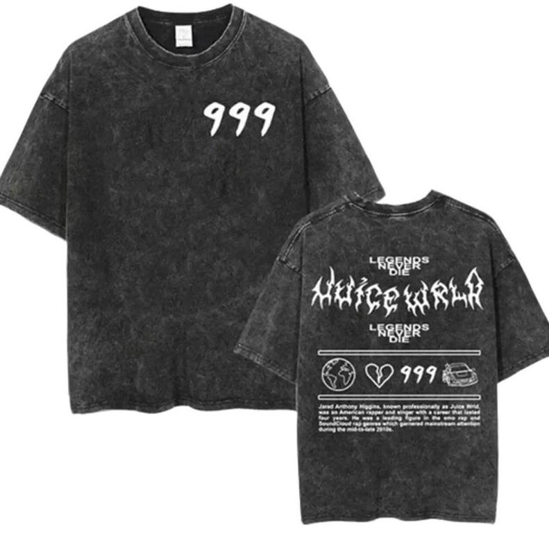 Both Side High Quality Juice Wrld 999 Black Shirt, Unisex Shirt Casual Classic Cotton Menswear