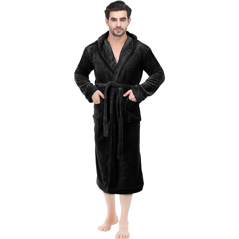 Threads Mens Hooded Fleece Robe - Plush Long Bathrobes