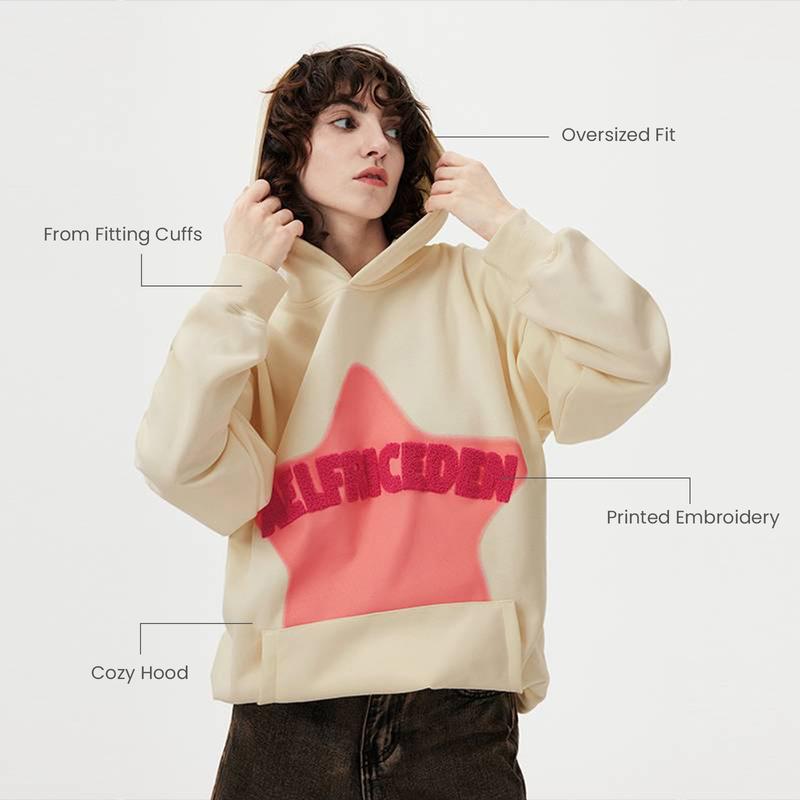 Aelfric Eden Vintage Embroidery Star Oversized Hoodie