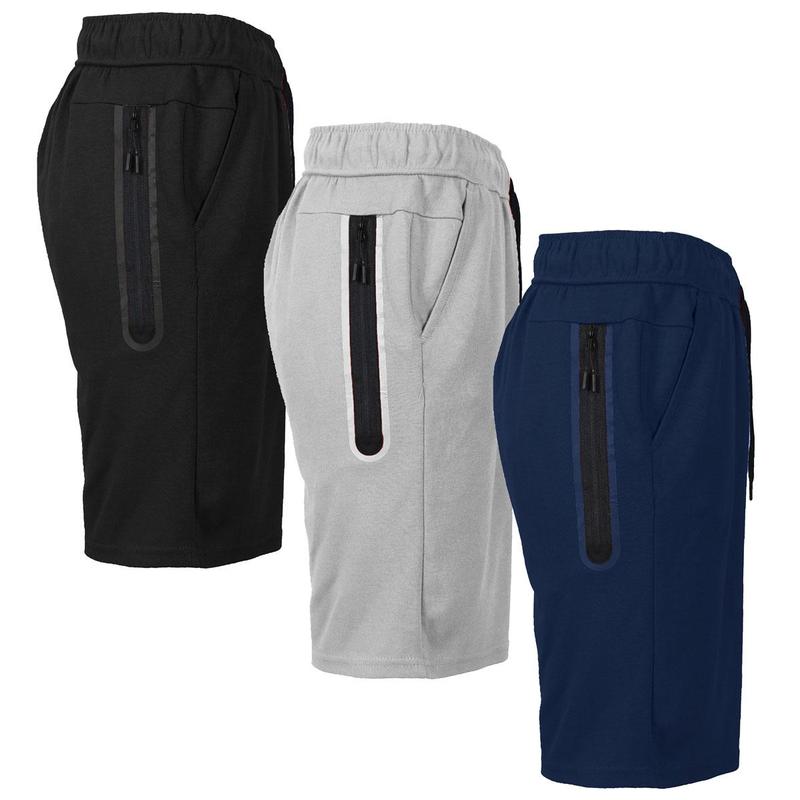 3-Pack Men's Tech Fleece Performance Shorts With Heat Seal Zipper Pocket (Sizes, S-2XL)