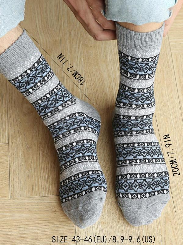 Men's 5 Pairs Ethnic Pattern Crew Socks, Retro Casual Soft Comfy Breathable Mid-calf Socks For Daily Wear, Men's Socks & Hosiery