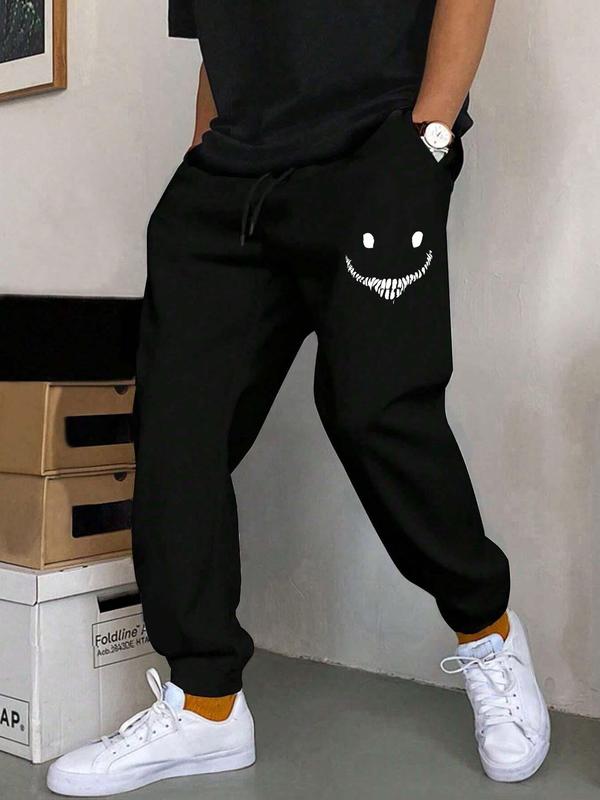 Men's Letter Print Drawstring Waist Sweatpants, Regular Fit Casual Pocket Jogger Pants for Daily Wear, Men's Trousers for All Seasons