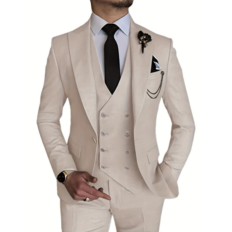 3-Piece Men's Suit - Sleek Slim Fit with One Button Blazer, Versatile Vest, and Trousers - Ideal for Formal Events, Business Meetings, and Weddings