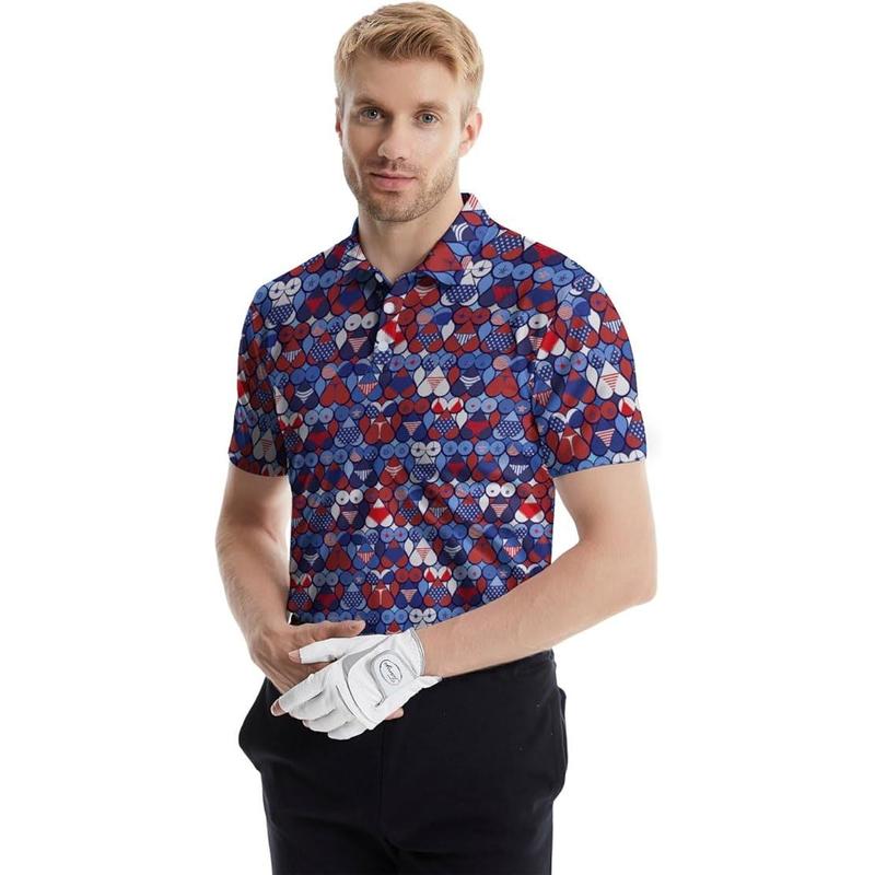 Funny Polo Shirts for Men, Moisture Wicking Sports Shirts, Ultral Soft Golf Shirts, Stylish Collared Shirts, tiktok shop, trendy 2024