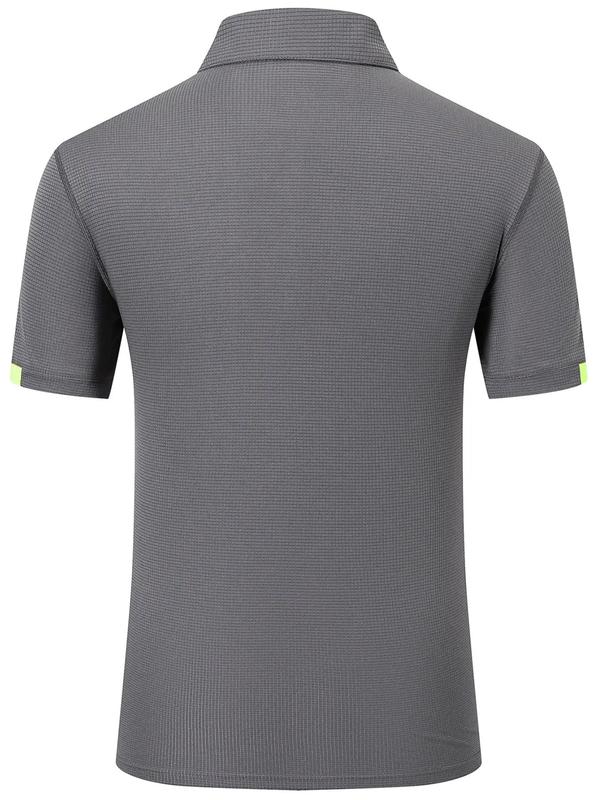 Men's Clothes Plain Stylish Half Button Front Shortsleeve Polo Shirt, Quick Drying Breathable Sports Workout Top, Casual Sporty Top for Golf Outdoor Sports, Back To School Clothes, Menswear