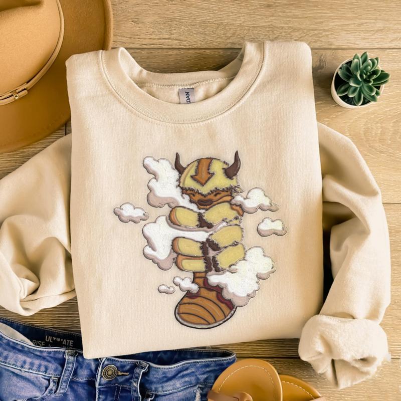 Appa Embroidered Sweatshirt, Embroidered Anime Shirt, Anime Shirt, Embroidered Shirt