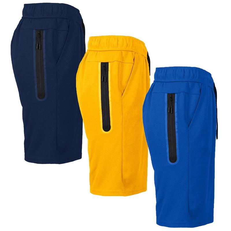 3-Pack Men's Tech Fleece Performance Shorts With Heat Seal Zipper Pocket (Sizes, S-2XL)