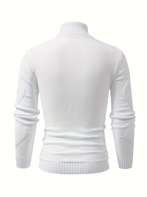 Men's Solid Turtle Neck Sweater Pullover, Regular Fit Casual Long Sleeve Jumper for Fall & Winter, Men's Knitwear for Daily Wear