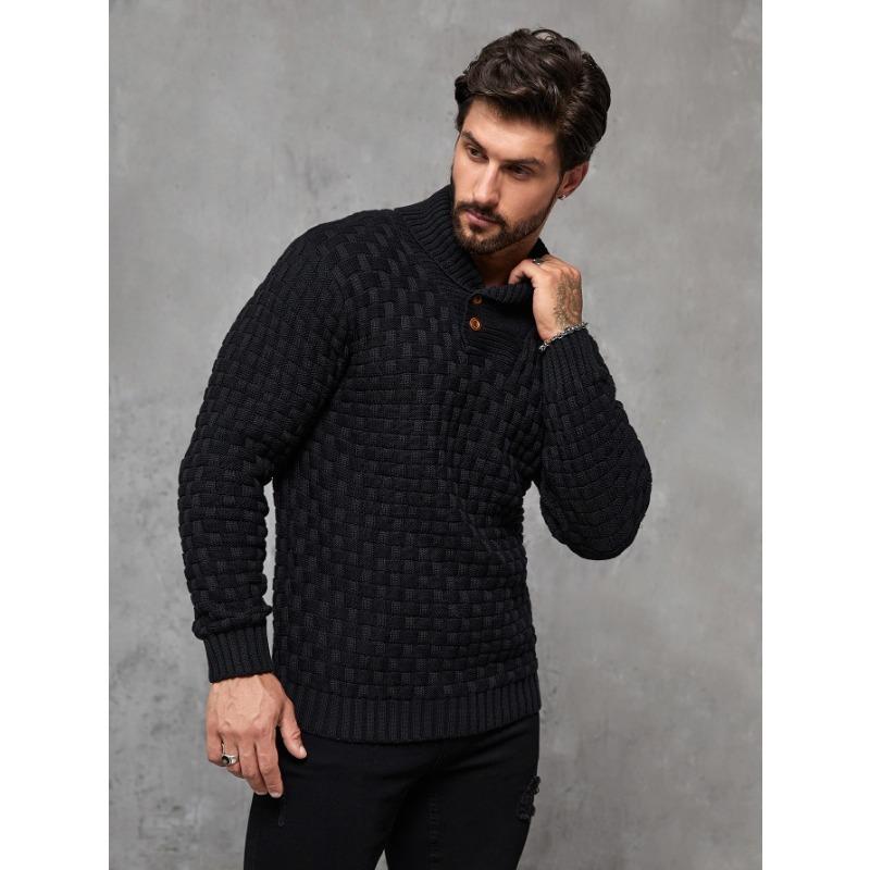 Mens Crewneck Long Sleeve Textured Ribbed Edge Pullover Sweaters Knitted Sweater Tops Knitwear Menswear Longsleeves Knife