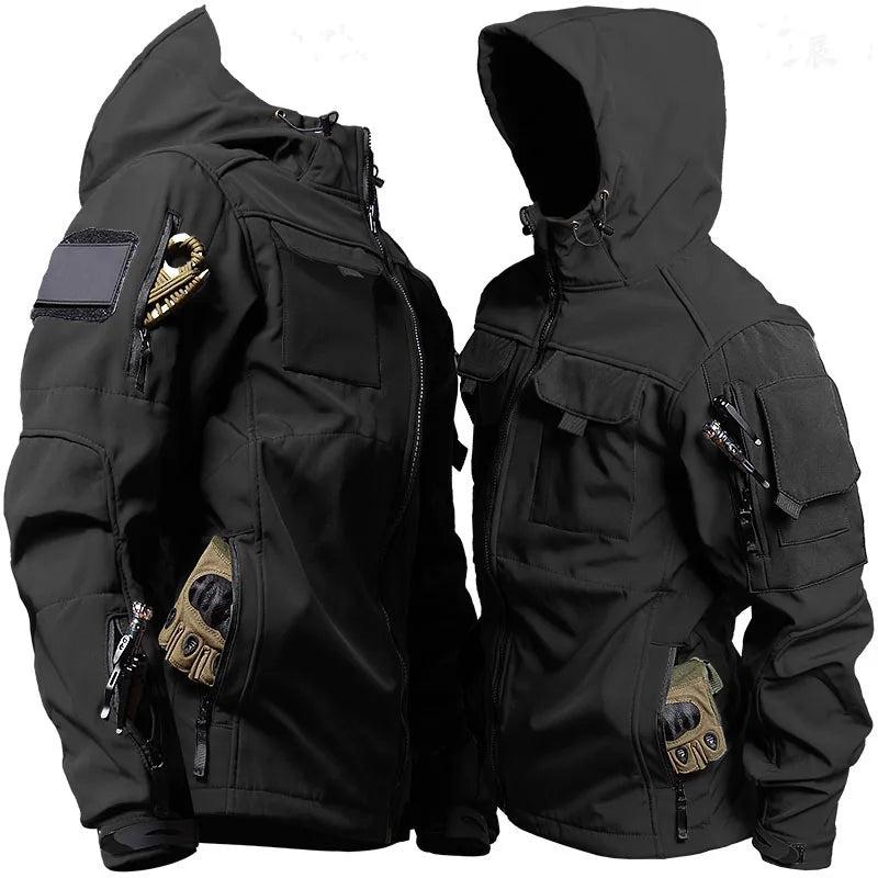 Men's Military-Inspired Tactical Jacket and Waterproof Cargo Pants Set for Outdoor Activities