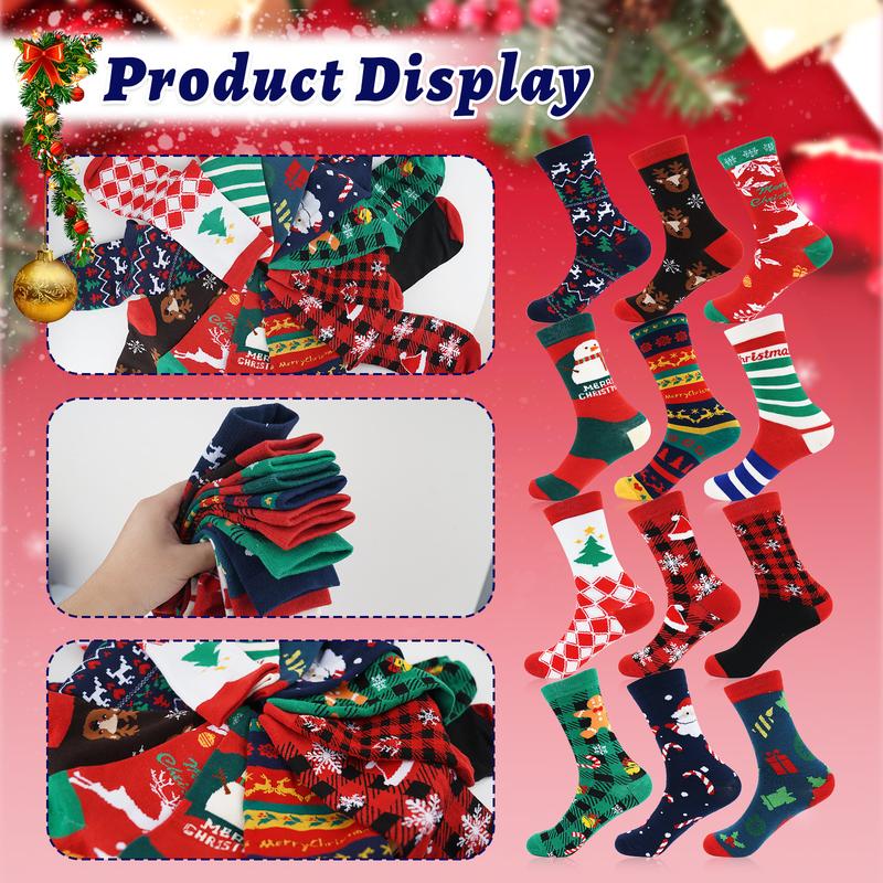 ANOTION Black Friday 2024 Christmas Sock - 12 Days of Christmas Advent Calendar Warm Socks for Men Christmas Countdown Calendar Gifts for Men Holiday Christmas Party Gifts 12 Pairs Christmas Tree Elk Snowman Socks