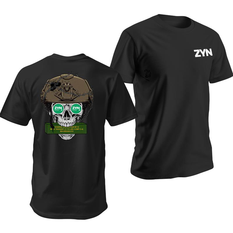 Zyn Combat Engineer Skull Tshirt - Zyn Flavors 12B & 1371 MOS Tee - Menswear Cotton Men's Shortsleeve Top Crewneck Unisex T-Shirt Warriors Streetwear