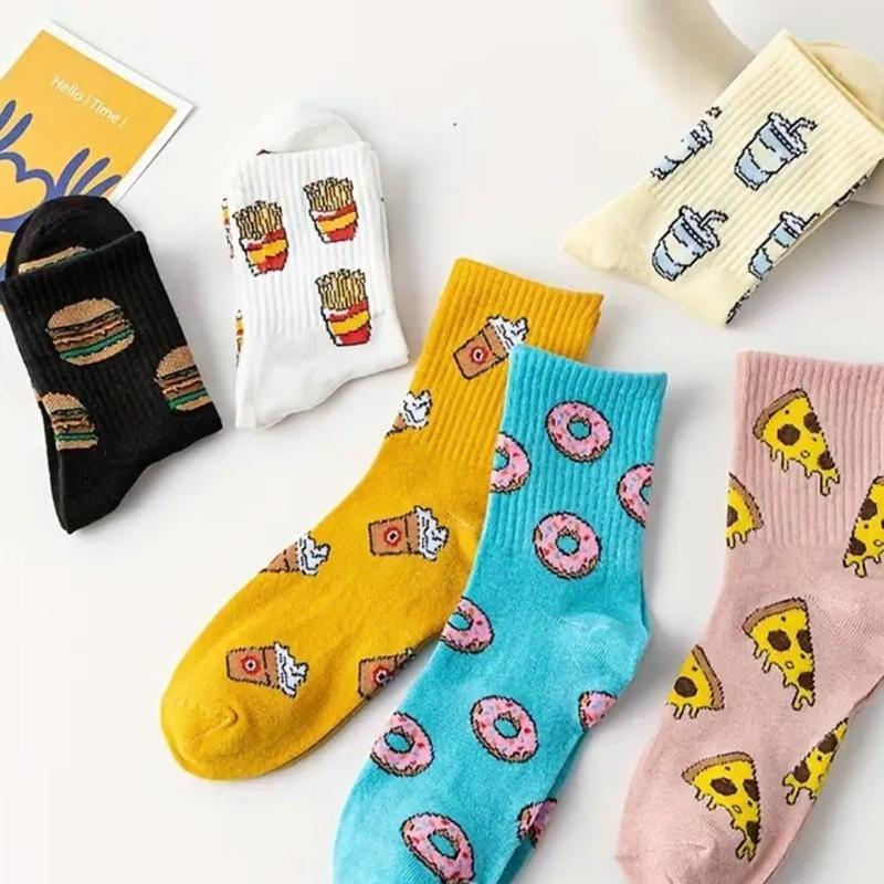 Fast Food Variety Men's Comfort Socks - Cotton, Unisex, Size 5-8 - Womenswear, Underwear season sock cute sock for cotton sock fashion cozy casual comfy woman sock lady sock colored low cut  Soft Stylish winter warm print crew warm sock stocking christmas