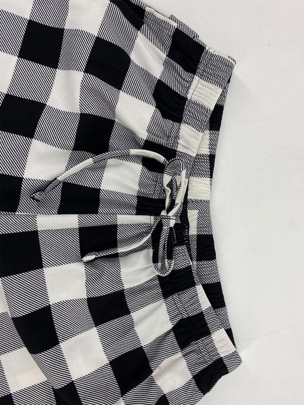 Men's Plaid Print Drawstring Waist Lounge Pants, Casual Comfy Pocket Design Sleep Pants for All Seasons, Men's Sleepwear for Daily Wear