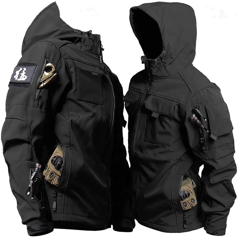 Men's Military-Inspired Tactical Jacket and Waterproof Cargo Pants Set for Outdoor Activities