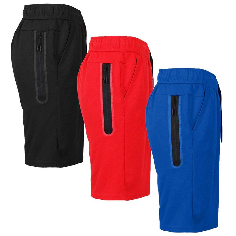 3-Pack Men's Tech Fleece Performance Shorts With Heat Seal Zipper Pocket (Sizes, S-2XL)