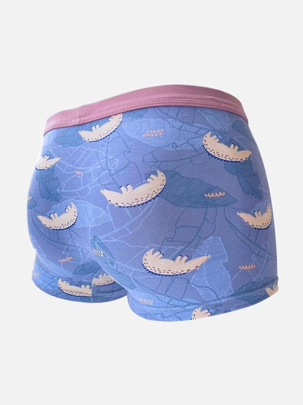 Men's Random Color Cartoon Animal Leaf Print Boxer Brief, Casual Comfy Breathable Underwear for Daily Wear, Mens Underwear for All Seasons