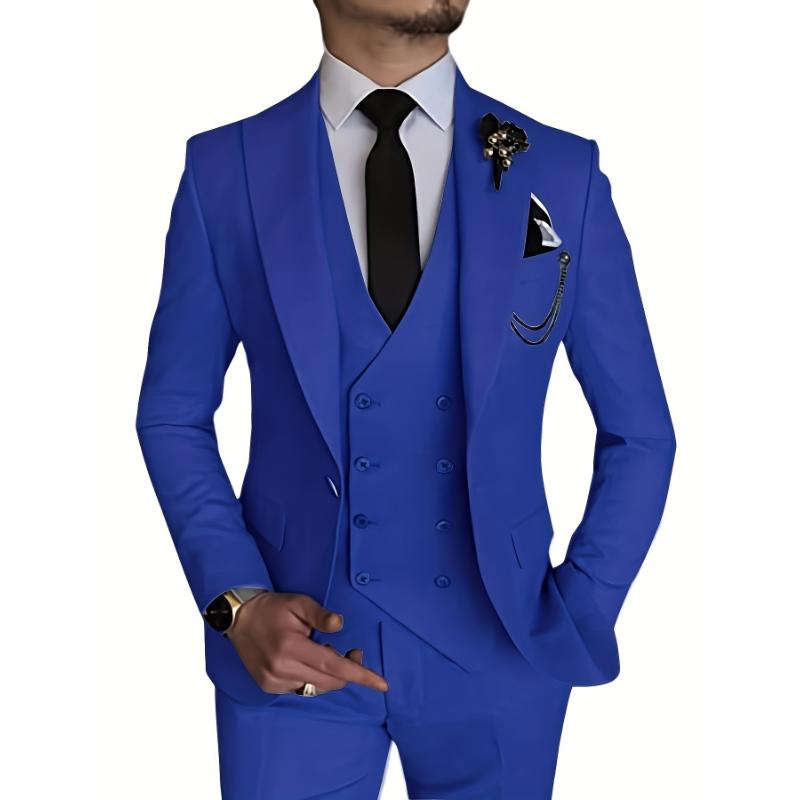 3-Piece Men's Suit - Sleek Slim Fit with One Button Blazer, Versatile Vest, and Trousers - Ideal for Formal Events, Business Meetings, and Weddings