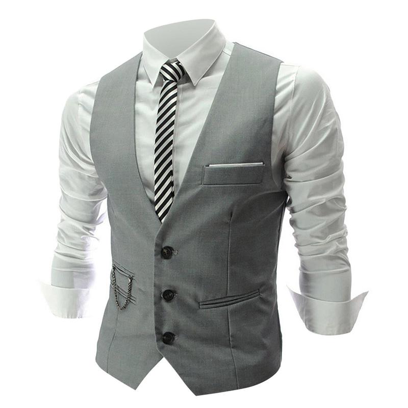 2024 New Men Slim Fit Blazer Vest Fashion Formal Black Grey Vest For Suit Sleeveless Business Blazer Jacket Mens Waistcoat Vest