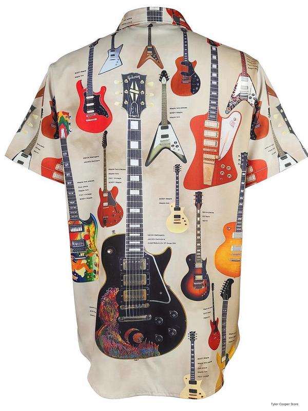 Beige Vintage Guitar Collection Music Hawaiian Shirt