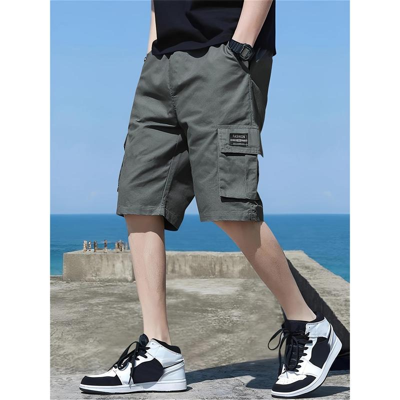 Plus Size Men's Fashion Loose Casual Cargo Shorts with Pockets Suitable for Outdoor Sports, Men's Clothing, plus Size