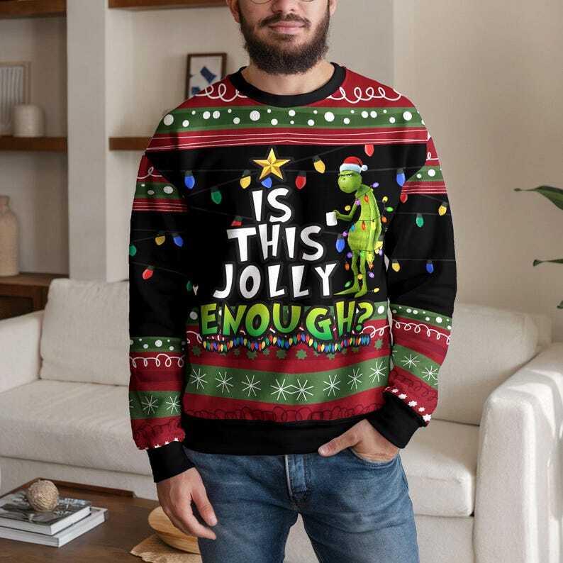 Is This Jolly Enough Grin Ugly Christmas Sweater, Grin Ugly Sweater, Funny Christmas Gifts, Grin Lover Gift, Grinhmas Sweater