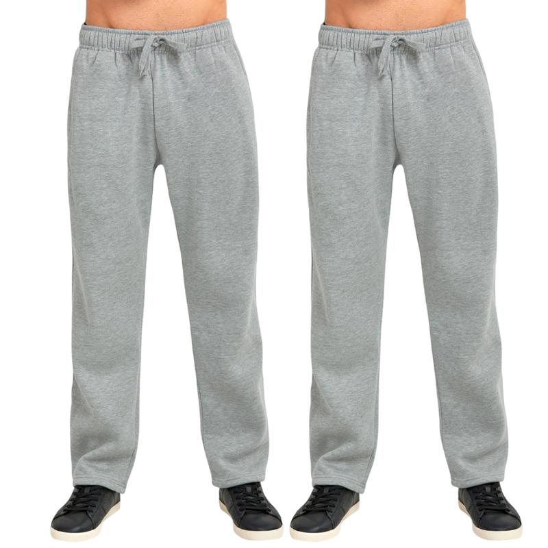 2 Pack Men's Solid Heavyweight Fleece Sweatpants Cotton Blend with Drawstring and Packets S-3XL Regular Big & Tall Lounge Pants Fall Winter Menswear