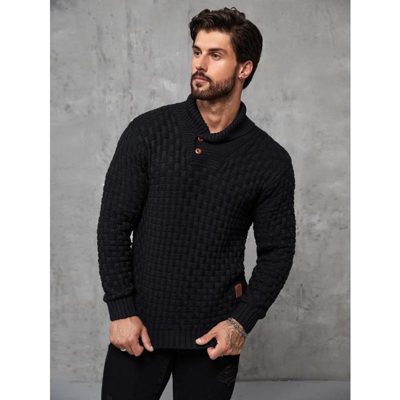 Mens Crewneck Long Sleeve Textured Ribbed Edge Pullover Sweaters Knitted Sweater Tops Knitwear Menswear Longsleeves Knife